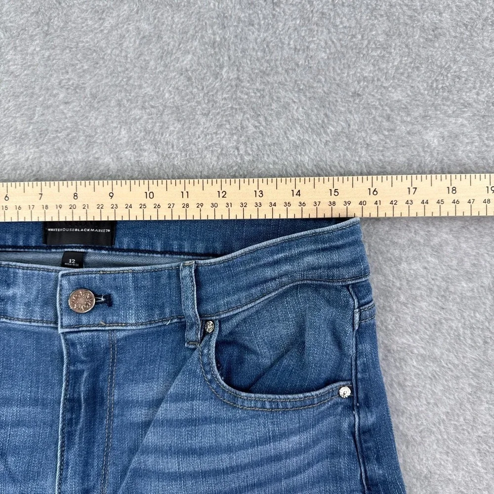 White House Black Market Jeans Womens 12 Blue Wide Leg High Rise Soft Stretch